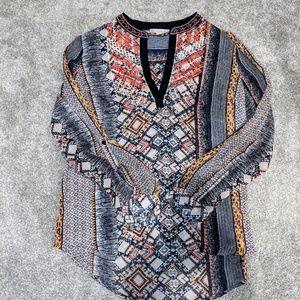 L. S. Button up sleeves.  Multi Clr Prt - NICE!